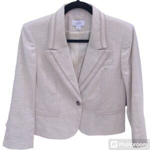 ANN TAYLOR LOFT Shimmering Silver Dressy Fully‎ Lined Jacket Size 6 Stunning